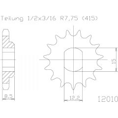 Esjot voortandwiel 10T, 415