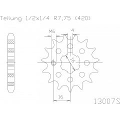 Esjot voortandwiel 13T, LIGHT, 420