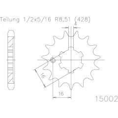 Esjot voortandwiel 13T, 428