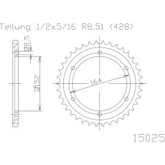 Esjot Staal achtertandwiel 56T, 428