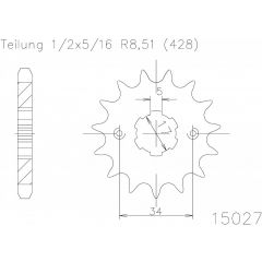 Esjot voortandwiel 16T, 428