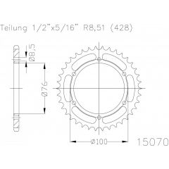 Esjot Staal achtertandwiel 48T, 428