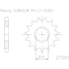 Esjot voortandwiel 15T, 532