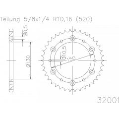 Esjot Staal achtertandwiel LIGHT 50T, 520