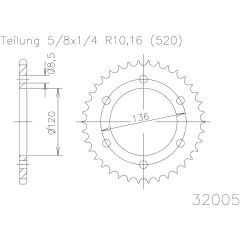 Esjot Staal achtertandwiel 41T, 520