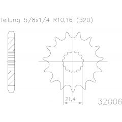 Esjot voortandwiel 16T, 520