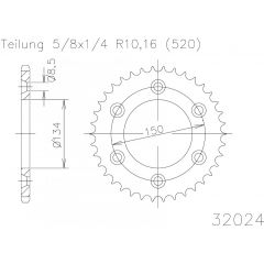 Esjot voortandwiel 13T, LIGHT, 520