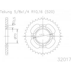 Esjot Staal achtertandwiel 44T, 520