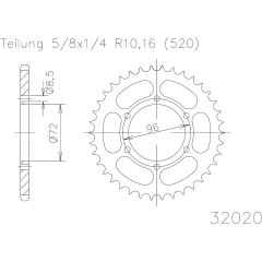 Esjot Staal achtertandwiel LIGHT 42T, 520