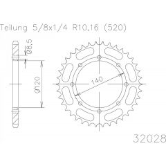 Esjot Staal achtertandwiel 43T, 520