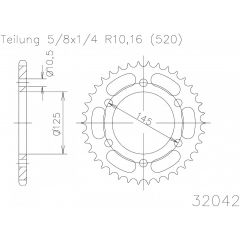 Esjot Staal achtertandwiel 45T, 520