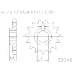 Esjot voortandwiel 13T, 520