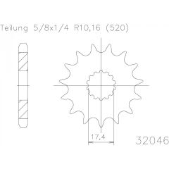 Esjot voortandwiel 14T, 520