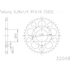 Esjot Staal achtertandwiel 39T, 520