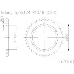 Esjot Staal achtertandwiel 46T, 520