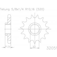 Esjot voortandwiel 12T, 520