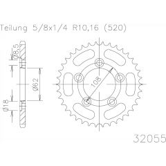 Esjot Staal achtertandwiel 40T, 520