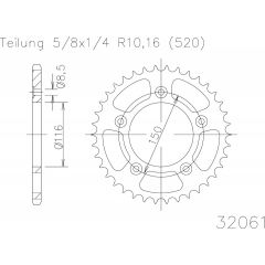 Esjot Staal achtertandwiel 42T, 520