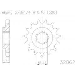 Esjot voortandwiel 12T, LIGHT, 520