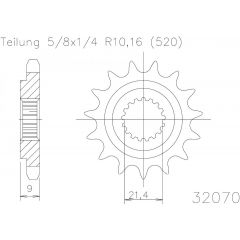 Esjot voortandwiel 14T, 520