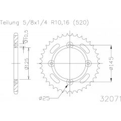 Esjot Staal achtertandwiel 45T, 520