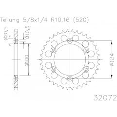 Esjot Staal achtertandwiel 37T, 520