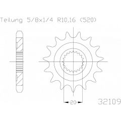 Esjot voortandwiel 13T, 520