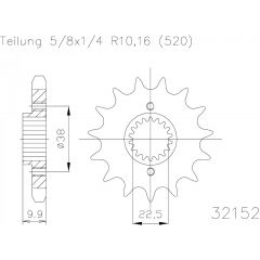 Esjot voortandwiel 13T, LIGHT, 520