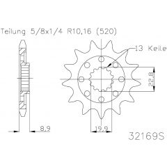 Esjot voortandwiel 13T, LIGHT, 520