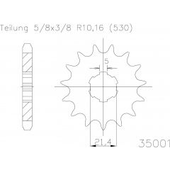 Esjot voortandwiel 16T, 530