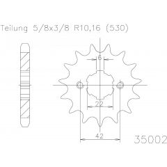 Esjot voortandwiel 17T, 530