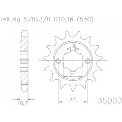 Esjot voortandwiel 16T, 530