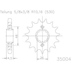 Esjot voortandwiel 16T, 530