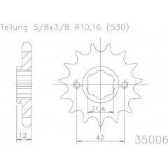 Esjot voortandwiel 16T, 530