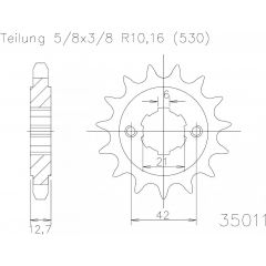Esjot voortandwiel 17T, 530