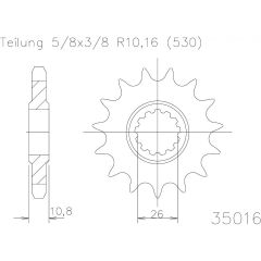 Esjot voortandwiel 18T, 530