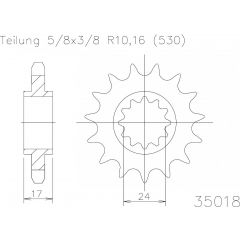 Esjot voortandwiel 15T, 530