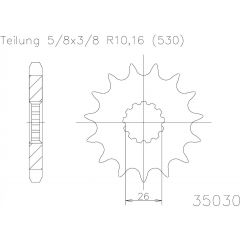 Esjot voortandwiel 18T, 530
