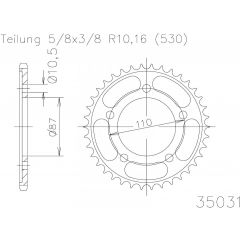 Esjot Staal achtertandwiel 45T, 530