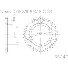 Esjot Staal achtertandwiel 45T, 530