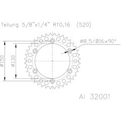 Esjot Aluminium achtertandwiel 41T, 520