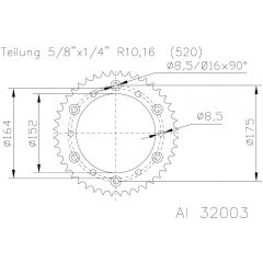 Esjot Aluminium achtertandwiel 38T, 520