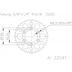 Esjot Aluminium achtertandwiel 40T, 520