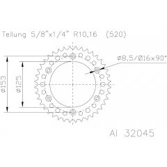 Esjot Aluminium achtertandwiel 40T, 520