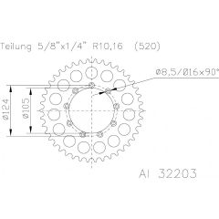 Esjot Aluminium achtertandwiel 50T, 520