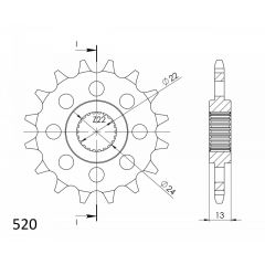 Supersprox voortandwiel 16T, 520