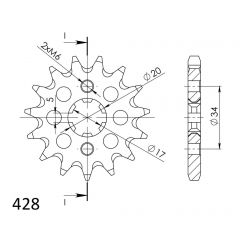 Supersprox voortandwiel 15T, 428