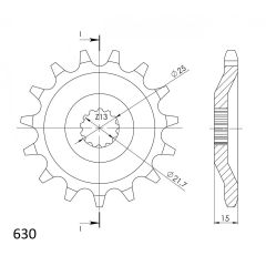 Supersprox voortandwiel 15T, 630