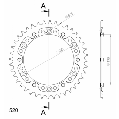 Supersprox Aluminium achtertandwiel 39T, GOLD, 520