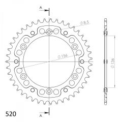 Supersprox Aluminium achtertandwiel 43T, RED, 520